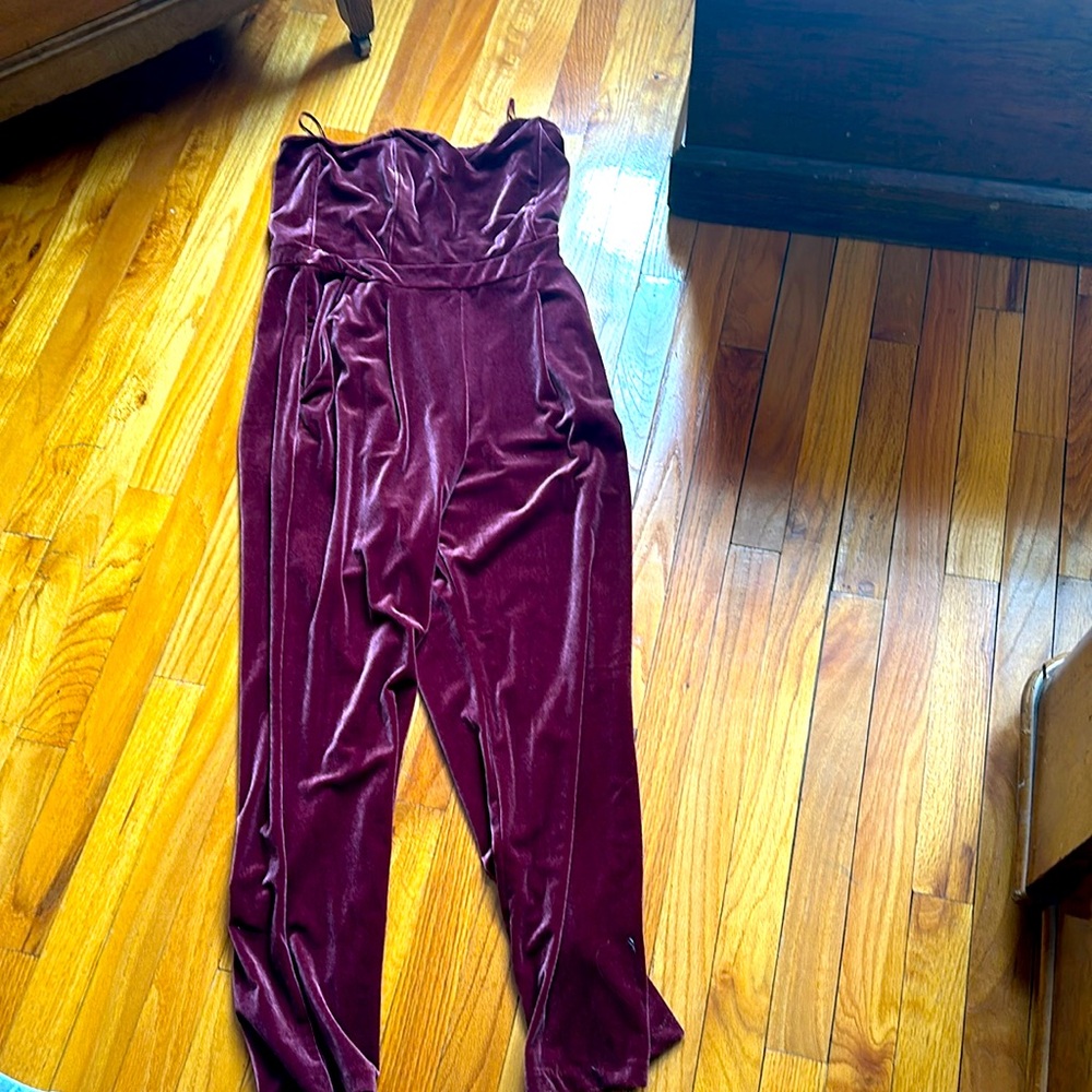 Express cropped velvet jumpsuit